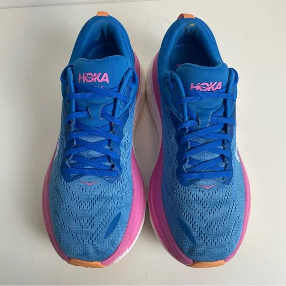 Hoka Bondi 8 Running Shoes Women's Size 10B Blue Pink Sneakers Gym - Picture 2 of 12
